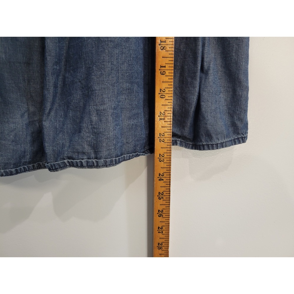 Ariat Blue Denim Short Sleeve Peasant Blouse - Picture 7 of 7